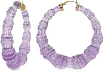 Gold & Honey Womens Lucite Bamboo Hoop Earrings In Sheer Mauve