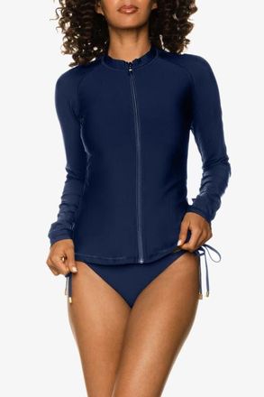 Helen Jon Beach Break Rash Guard UPF 50+ in Navy at Nordstrom, Size X-Small