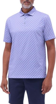 Bugatchi Victor OoohCotton Geo Print Polo in Lilac at Nordstrom, Size Xxx-Large