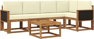 vidaXL Conjunto De Sof&aacute;s De Exterior 6 Uds. Natural Y Crema Vidaxl