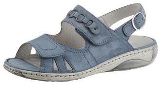 Waldl&auml;ufer Riemchensandale WALDL&Auml;UFER GARDA, Damen, Gr. 4,5 (37,5), blau (jeansblau), Nubukleder, unifarben, Schuhe Riemchensandale, Sommerschuh, Sandalette, Kei