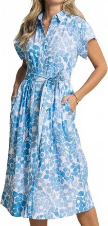 Southern Tide Tinley Printed Belted Midi Shirtdress In Ocean Channel