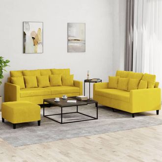 vidaXL Vidaxl - Juego De Sof&aacute;s Con Cojines 3 Piezas Terciopelo Amarillo