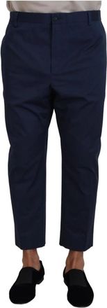 Dolce & Gabbana Blauwe Katoenen Heren Cropped Broek - Heren - Vrijetijds broeken - Blauw - 5XL - Katoen - Broeken