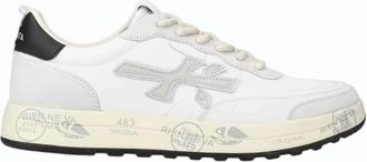 Premiata White Beige Vintage Effect Sneakers