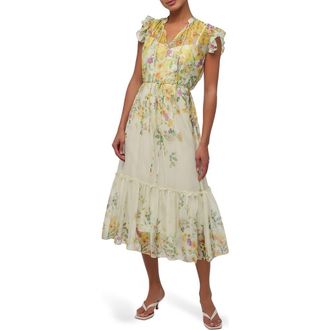 Lulus Monica Ruffle Midi Dress in Yellow Floral at Nordstrom Rack, Size X-Small