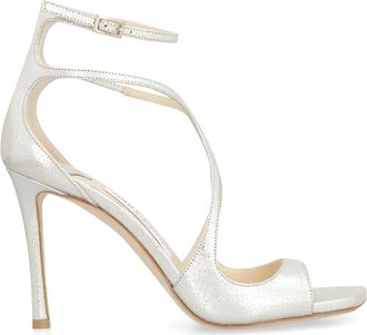 Jimmy Choo London Azia Sandalen - Dames - Sandalen met hakken - Grijs - 39 EU - Leer - Schoenen