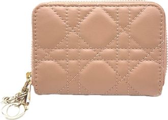 Dior Lady Dior Pink Beige Leather Coin Purse/Coin Case (Pre-Owned)