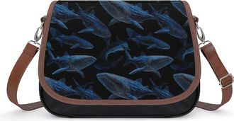 Generic Shark Whale Crossbody Bag Womens Handbag PU Message Bags Shoulder Purse with Adjustable Strap