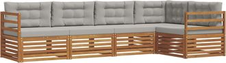 vidaXL Conjunto De Sof&aacute;s De Exterior 5 Uds. Gris Natural Y Claro Vidaxl