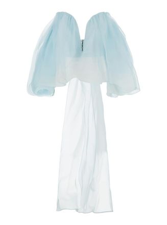 Zimmermann Crush Light Blue Top With Boned Bodice And Rear Tie Closure In Silk Woman