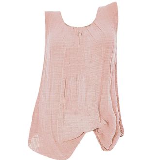 Generic Womens Summer Tops Vest Cotton Linen Sleeveless Baggy T-shirt Tee Blouse Tank Plus Size Shirts And Blouses UK Pink