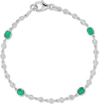Bony Levy 18K Gold El Mar Emerald & Diamond Tennis Bracelet in 18Kw at Nordstrom, Size 7