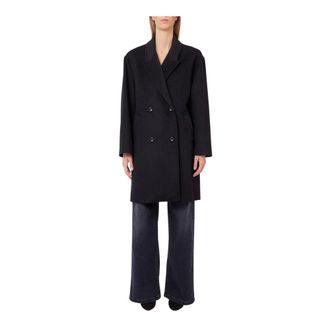 Liu Jo Wf6299 T722A Double-Breasted Coat - Dames - Mantels - Zwart - Maat: S Wol