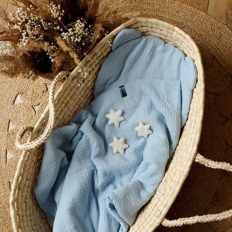 OEM Juego De Cama Preescolar De Muselina, 100 X 130 Cm Azul Claro