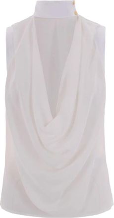 Elisabetta Franchi Top van viscose georgette - Dames - Tops zonder mouwen - Wit - M - Satijn - Tops