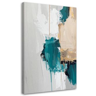 Feeby Cuadro Sobre Lienzo, Abstracci&oacute;n Turquesa Y Gris, 80x120