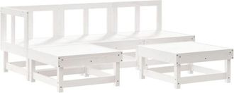 vidaXL Juego De Sof&aacute;s De Jard&iacute;n 5 Piezas Madera Maciza De Pino Blanco Vidaxl