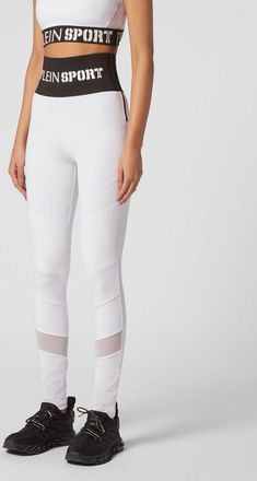 Plein Sport Leggings a vita alta in tessuto tecnico con fascia logata