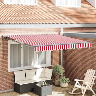 vidaXL Vidaxl - Toldo Retr&aacute;ctil Manual Rayas Rojas Y Blancas 300x250 Cm Tela