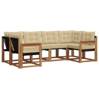 vidaXL Conjunto De Sof&aacute;s De Exterior Con Coj&iacute;n 6 Pcs Natural Y Beige Vidaxl