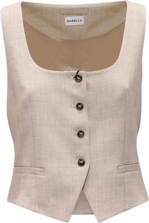 Marella Indio Waistcoat - Dames - Gillet - Beige - M - Wol - Kostuums
