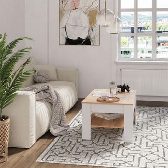 Vicco Mesa De Centro Milan, Roble Blanco/dorado, 92.2 X 65 Cm Vicco