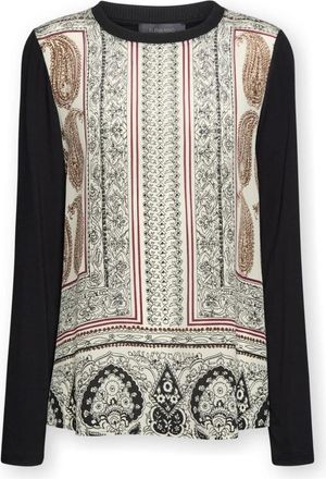 Elena Miro Tops, Dames, Veelkleurig, 2Xl, Nylon, Bedruikt T-shirt van viscosemix met bi-materiaal