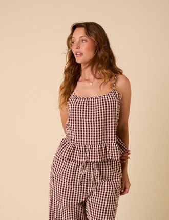Nobody's Child Brown Gingham Cami Top
