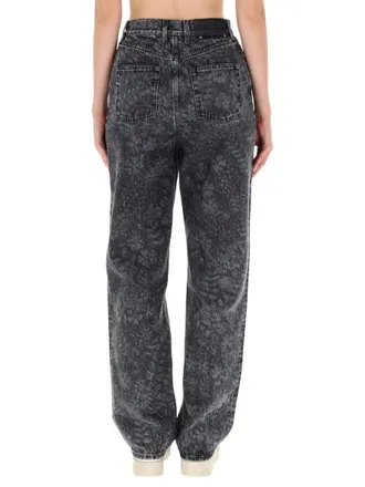 Golden Goose Floral Pattern Cotton Jeans - Black