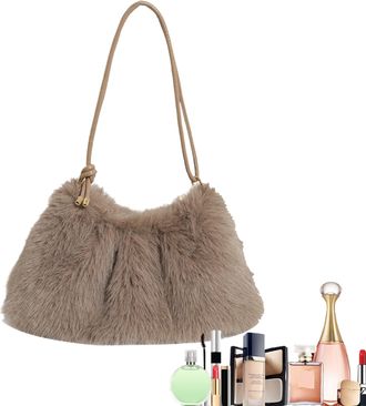 Generic Plush Underarm Tote Bag - Plush Underarm Bag For Women, Fashionable Multipurpose Satchel For Women, Versatile Soft Shoulder Bags, Stylish Daily Use Pu