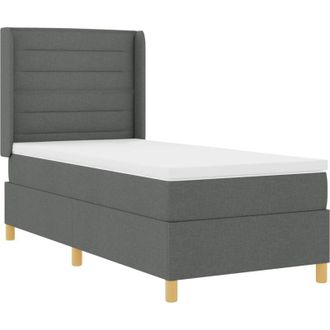 vidaXL vidaXL Box Spring Bed with Mattress & LED Dark Grey 90x200 cm Fabric