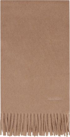Max Mara Womens Wool Scarf With Fringes Camel Scarfs