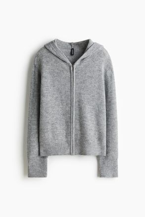 H&M Cardigan mit Zipper und Kapuze - Grau