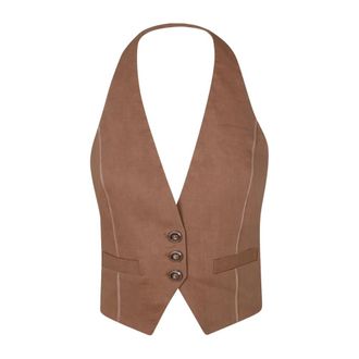 Pinko Pinko - Crow Vest - Dames - Jassen - Bruin - Maat: L Zijde