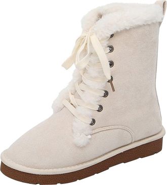 Generic Winter Shoes Mens Warm Lined Winter Boots Womens Winter Boots Outdoor Mens Elegant Leather Snow Boots Waterproof Winter Boots Outdoor, White, 9.5 UK