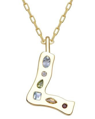 Genevive 14K Plated Cz Alphabetical Necklace