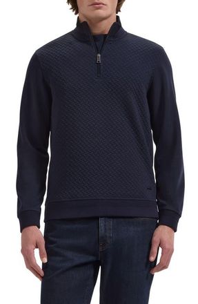 Bugatchi Quarter Zip Sweatshirt in Navy at Nordstrom, Size Xx-Large