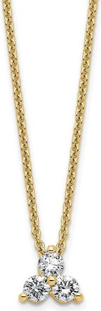Diamond2Deal 14K Gold 1/4 Ct Lab Grown Diamond 3 Stone Pendant Necklace 18