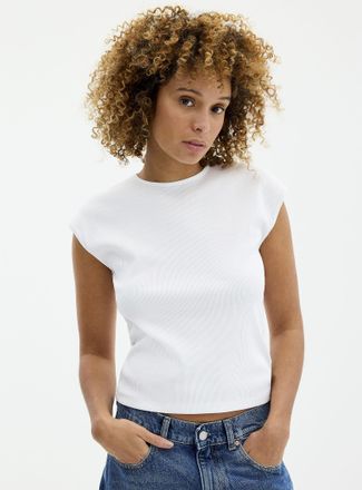 Contemporaine Womens Cap-sleeve fitted ribbed T-shirt