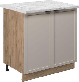 Vicco Armario Bajo Para Fregadero Fame-line, Grisbeige, 80 Cm Con Estante, Et M&aacute;rmol Vicco