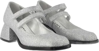 Nodaleto Womens Silver Glitter Leather Pumps