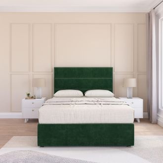 Sloomy Texas Plush Velvet Memory Foam Bed Set With No Drawers, Mattress & Headboard in Emerald | Size: Single