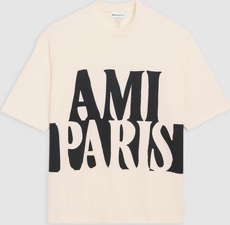 Ami T-Shirt With Ami Paris Print Blanc Creme