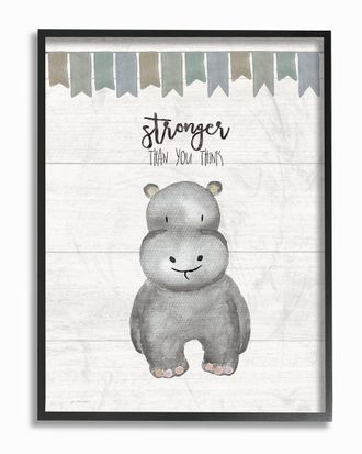 Stupell Industries Stronger Than You Think Hippo By Jo Moulton Framed Art