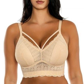 Affinitas Mia Wire-Free Padded Lace Bralette in Bare at Nordstrom, Size 32Ddd