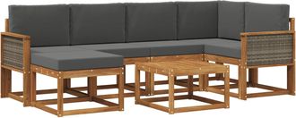 vidaXL Conjunto De Sof&aacute;s De Exterior 7 Uds. Natural Y Antracita Vidaxl