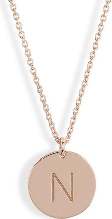 Meshmerise Initial Disc Pendant Necklace in Rose-N at Nordstrom Rack
