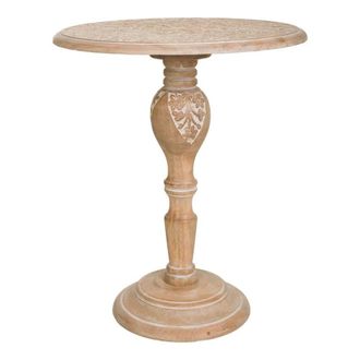 Wanderlust Deco Mesa de centro de madera tallada acabado artesanal marron