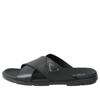 Prada Leather Criss Cross Slide Black 2X3111-3LEM-F0002